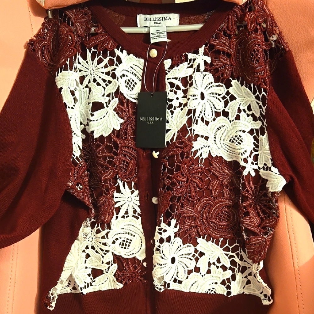 Laced Buttoned Up Long Sleeve Cardigan